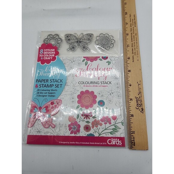 Quick Cards Color Therapy Colouring Paper Stack & Stamp Set Jennifer Ellory UK - Picture 4 of 4